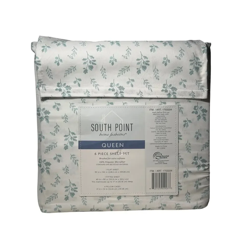 South Point Home Fashions 6- Pc Sheet Set Queen Brush & Extra Softness